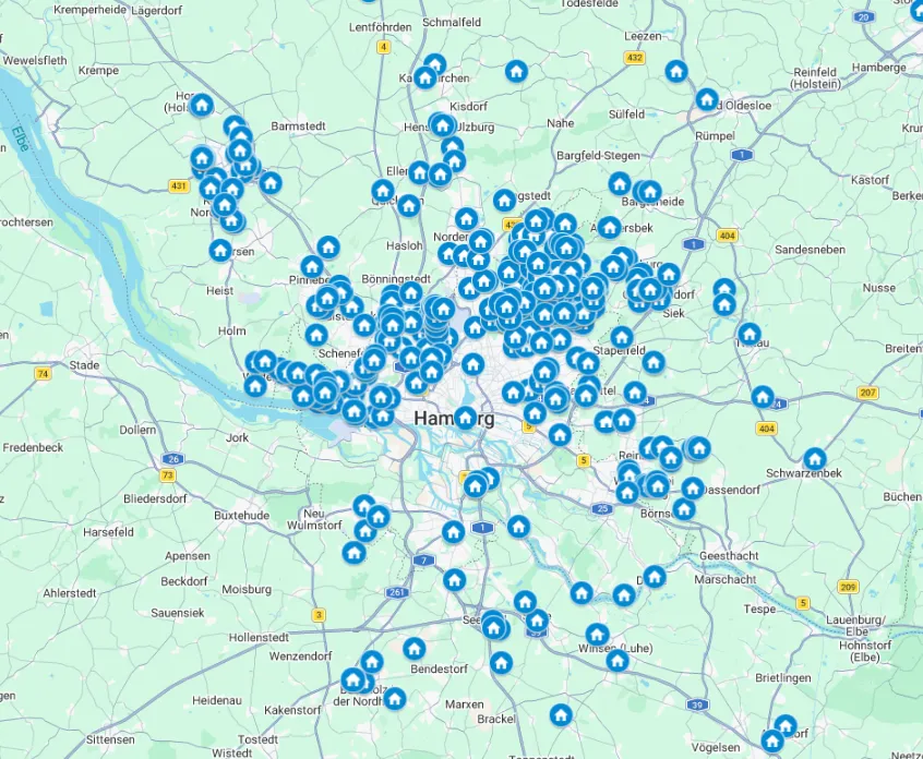 Hausbaukarte Hamburg und Umgebung